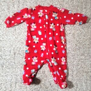 Holiday Time cute footed Christmas reindeer pajamas. Size 0-3M